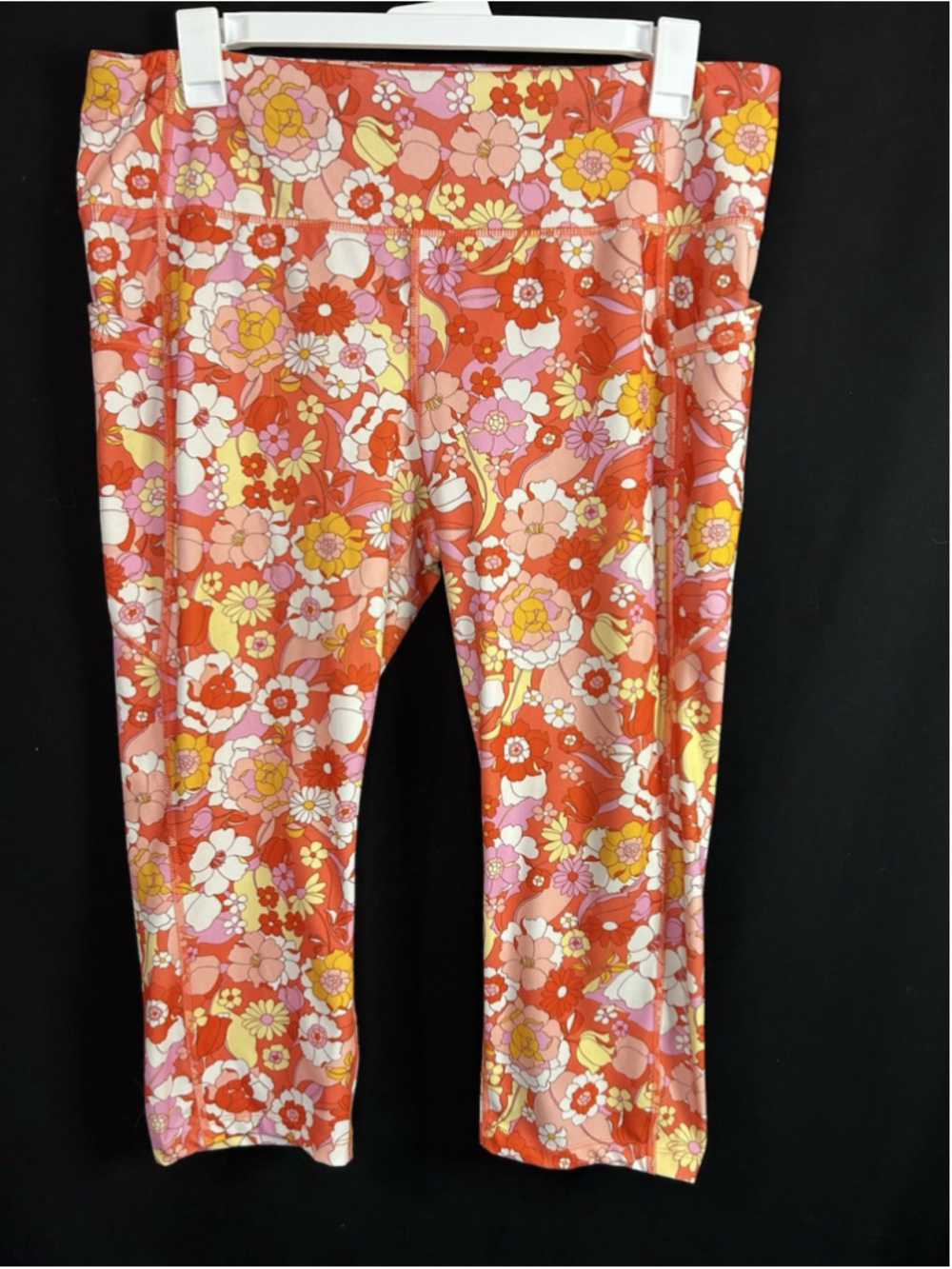 Avia Womans High Waisted Crop Athletic Floral Exercise Pants XXXL 22 Plus